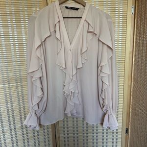 Zara Women's Blush Ruffle Blouse